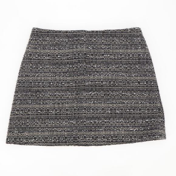 Tory Burch Women's Ada Skirt Metallic Tweed A-Line Granite Gray Skirt Sz 12 - Picture 1 of 9